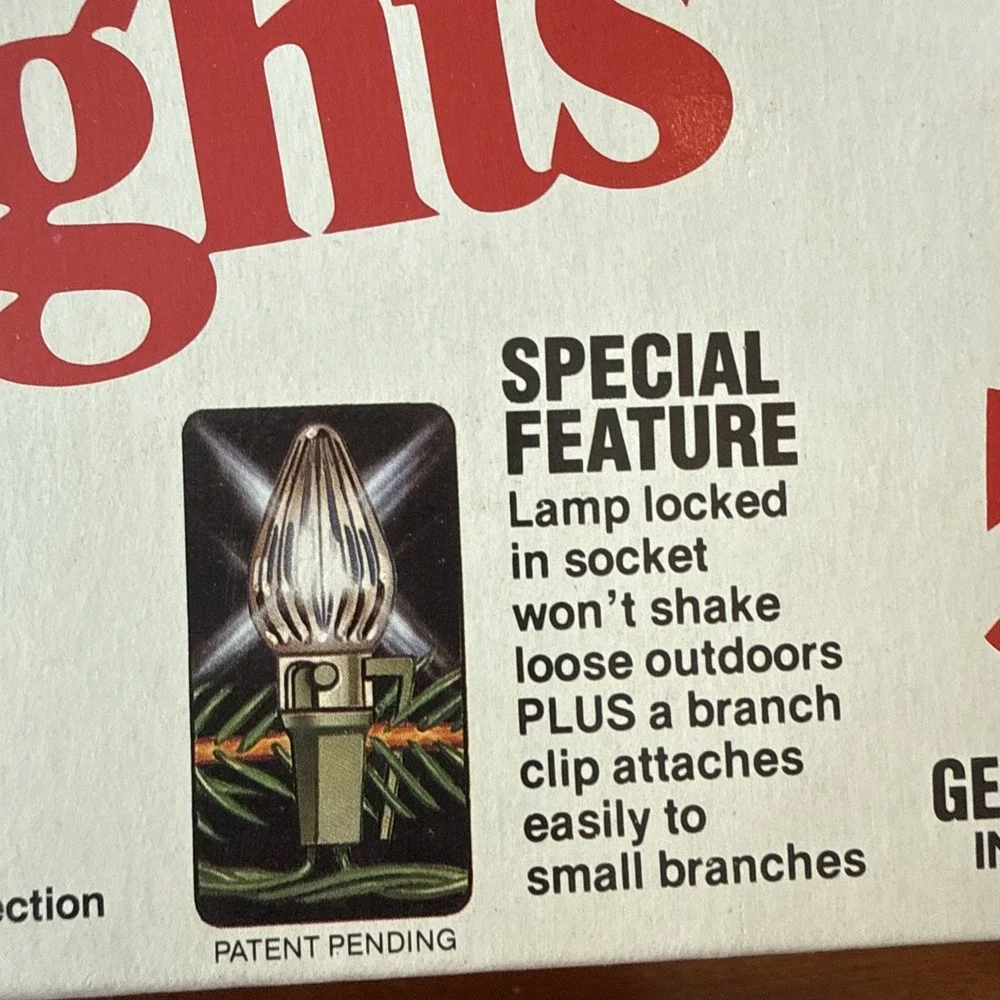 NOS Vintage 90's GE String-A-Long 50 Clear Christmas Lights Indoor Outdoor F/W